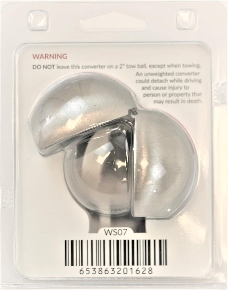Weigh Safe Clamshell - Stainless Steel Tow Ball Adapter - Converts 2" Tow Ball to 2-5/16" - Universal Fit - Premium Hitch Accessory - Image 3